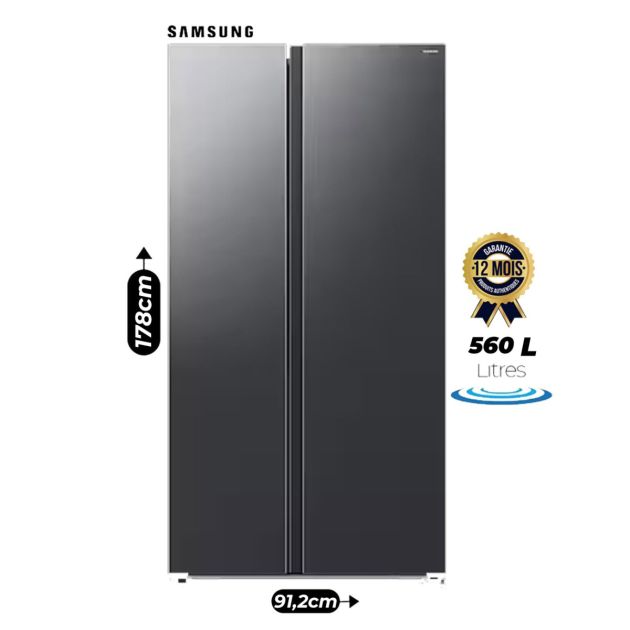 Réfrigérateur AméricainSAMSUNG - RS57DG4100B4GH - 560 Litres - Avec Distributeur d'eau - NO FROST - Digital Inverter Compressor - Noir Mat - Garantie 12 Mois