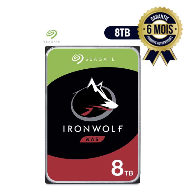 Disque dur interne Seagate IronWolf 8TB NAS HDD 3.5 pouces SATA III 6Gb/s 7200RPM 256MB Caché