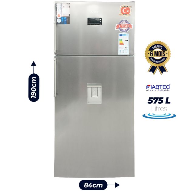 Réfrigérateur double battant FIABTEC - No Frost - FTTL-643575 - Avec distributeur d'eau - Acier inoxydable