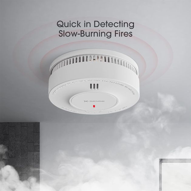 Détecteur de fumée X-Sense - Avec alarme incendie - Lot de 5 - Batterie 10 ans - Indicateur LED - Bouton Silence