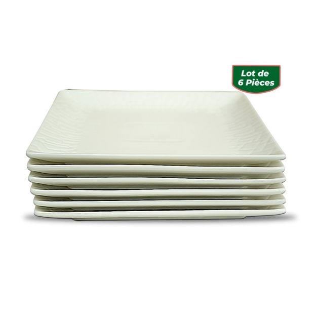 Set de 6 assiettes à dessert carrées