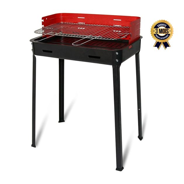 Barbecue à charbon - PICNIC AMIGO - 35 x 50 x 80H - Grille en acier inoxydable avec poignées sur le devant