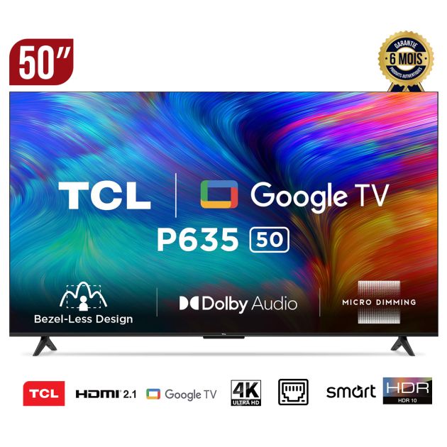 TV Smart TCL - 50 pouces - 50V6B- 4K - Google Assistant, Chromecast, Bluetooth - 6 Mois