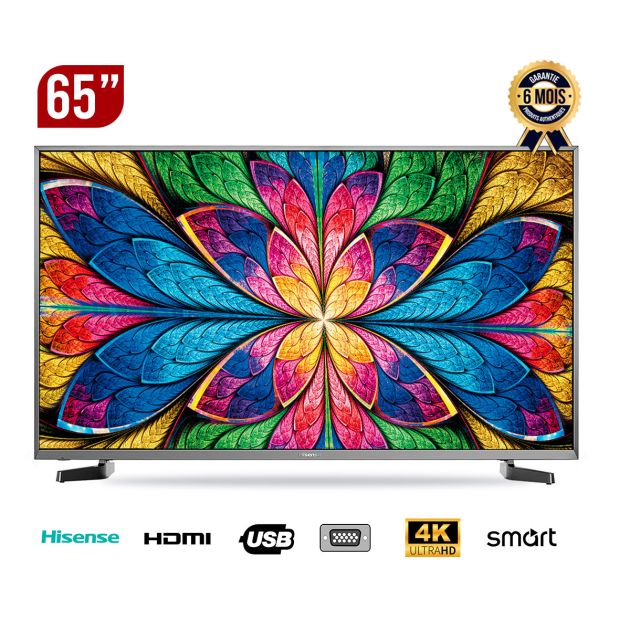 TV Smart Hisense - 65" - 4K Ultra HD - 65A6N - Noir - Garantie 6 mois