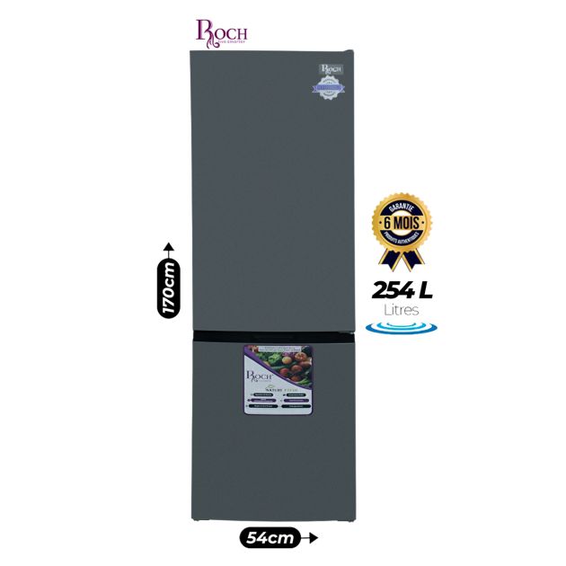 Réfrigérateur Combiné Roch - RFR-360 DB- B -310L Avec Distributeur d'Eau - Gris
