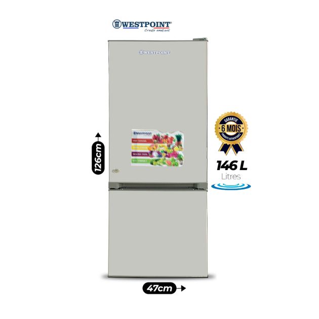 Réfrigérateur combiné WESTPOINT - WCNN-1723-EI - 146 litres - Gris