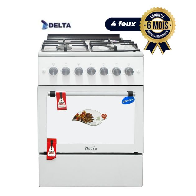 Cuisinière à Gaz - 4 Feux - DELTA - TRENDY LINE - 60 x 60 cm - F6TS40G2 - Blanc