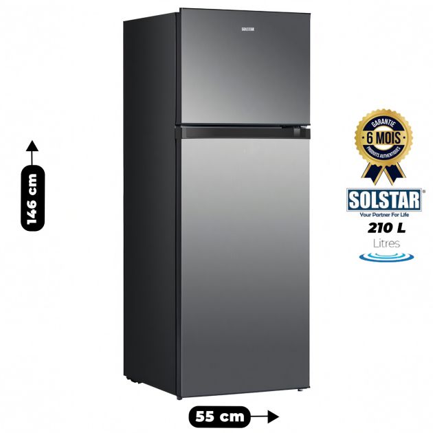 Réfrigérateur Double Battant SOLSTAR - RF187K-TDSLV SS -133 L - Argent