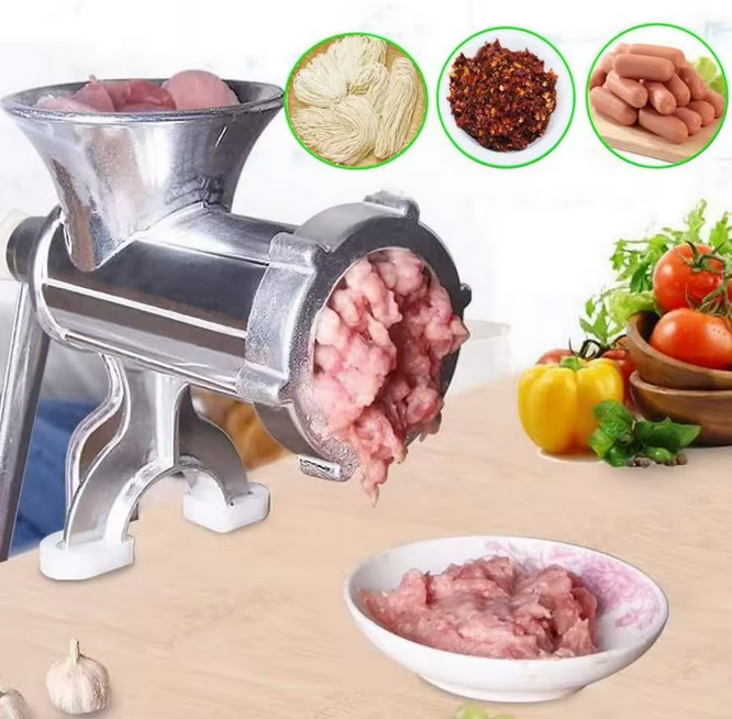 Hachoir à viande manuel en métal, pour pâtes, saucisses, bœuf, ustensile de cuisine avec pince de table