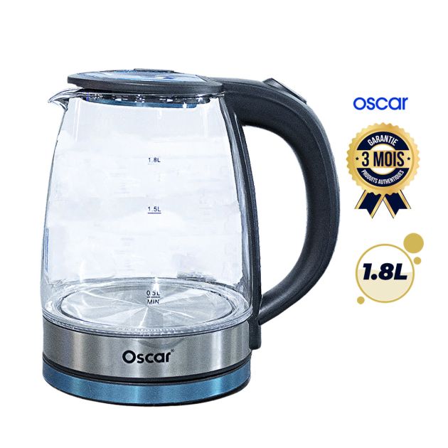 Bouilloire électrique en verre - OSCAR - OSC-7203 - 1500W - 1,8L