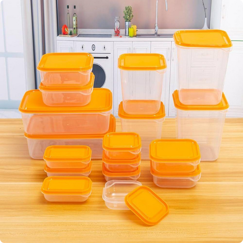 Ensemble de 17 pièces en plastique bac à légumes boîte de rangement de fruits transparente avec couvercle scellé pour réfrigérateur