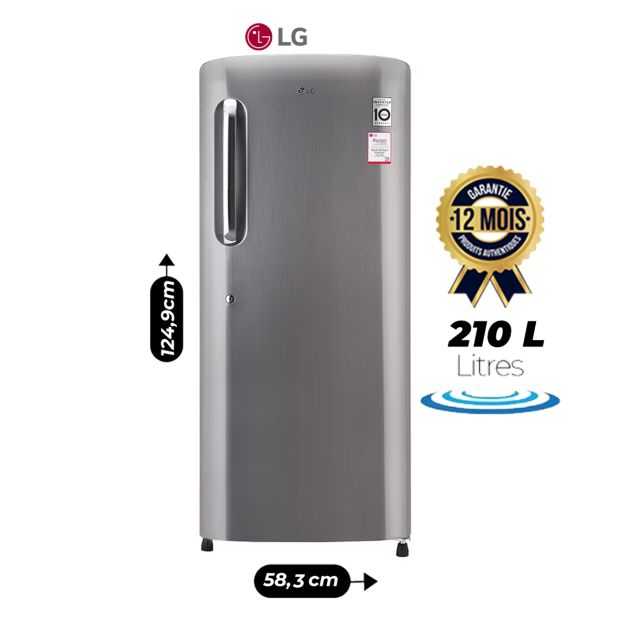 Réfrigérateur Single Door LG- Grande Capacité - GL-B221ALLB Defrost - 210L - Acier graphite foncé