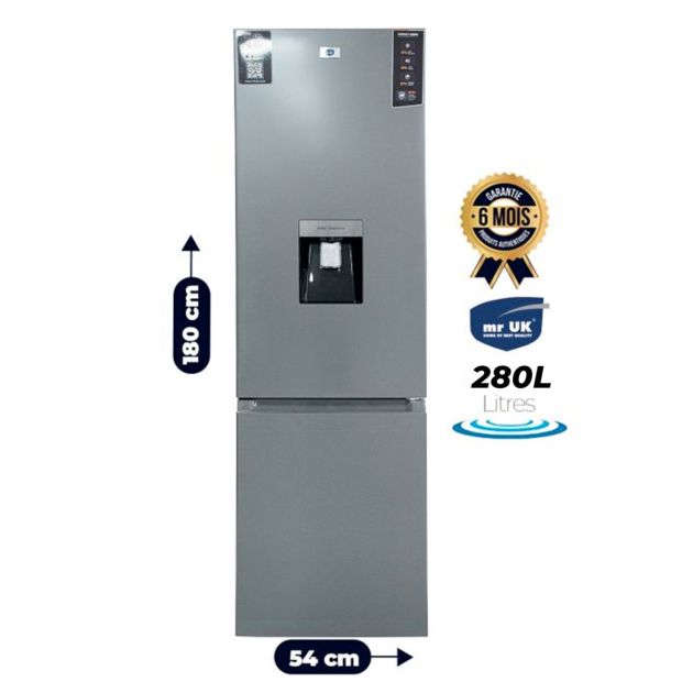 Réfrigérateur Combiné MR UK - 280 Litres - FTUI-F143-27 - Avec distributeur d'eau - Gris Foncé