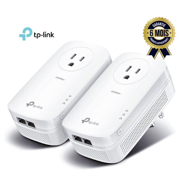 Kit de 2 adaptateurs CPL AV2000 - Tplink TL-PA9020P - 2 Ports Gigabit - Prise intégrée
