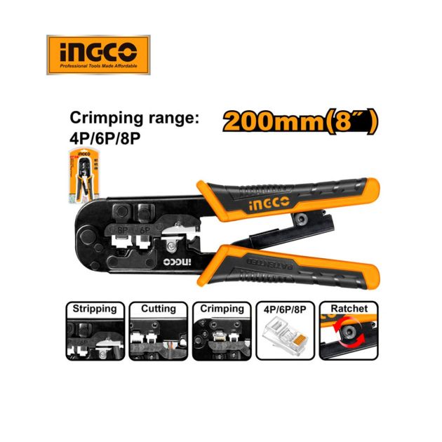 Pince à sertir modulaire 8" - INGCO HMPCN2468R - 200 mm