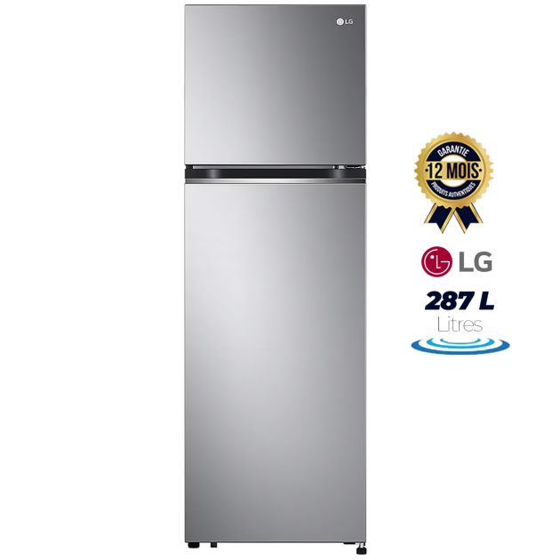 Réfrigérateur  LG à Double Battant avec compresseur Smart Inverter - 287 Litres - GGL- B262PQGB - Classe énergétique A+++ - Intelligent Diagnostics™ - Argent
