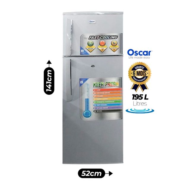 Réfrigérateur Double battant OSCAR - OSC-R215S - 195L - Gris