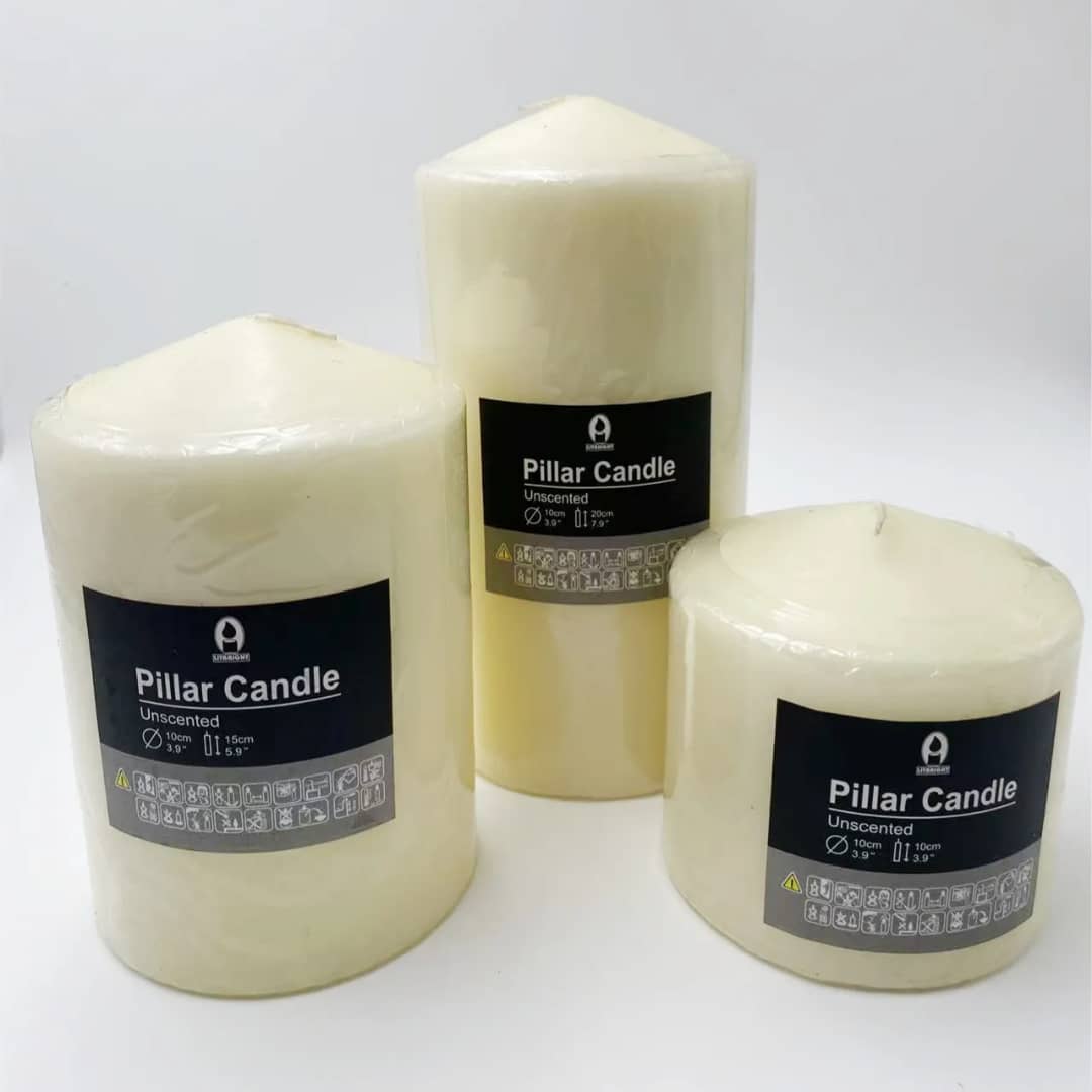 Bougies piliers non parfumées