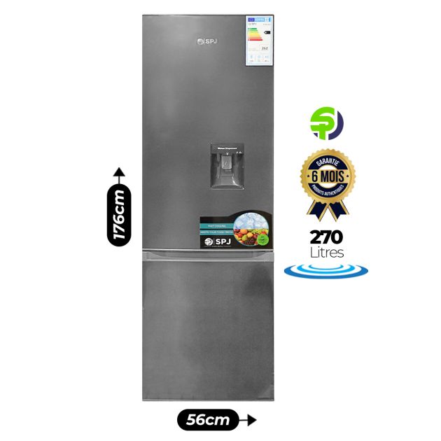 Réfrigérateur combiné SPJ - RF-BIU369C - Avec distributeur d'eau - 270L - Noir