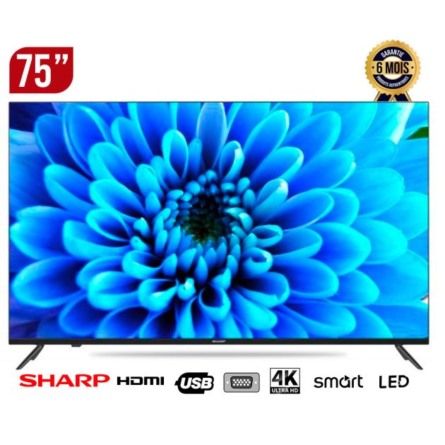 TV SMART SHARP - 75" -- LED 4K Full HD - Android 11 avec Google Assistant - Garantie 6 mois