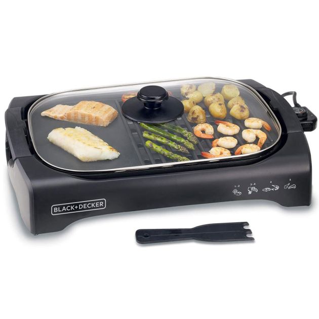 Grill/Barbecue Electrique anti adhésive avec couvercle - Black& Decker - LGM70-B