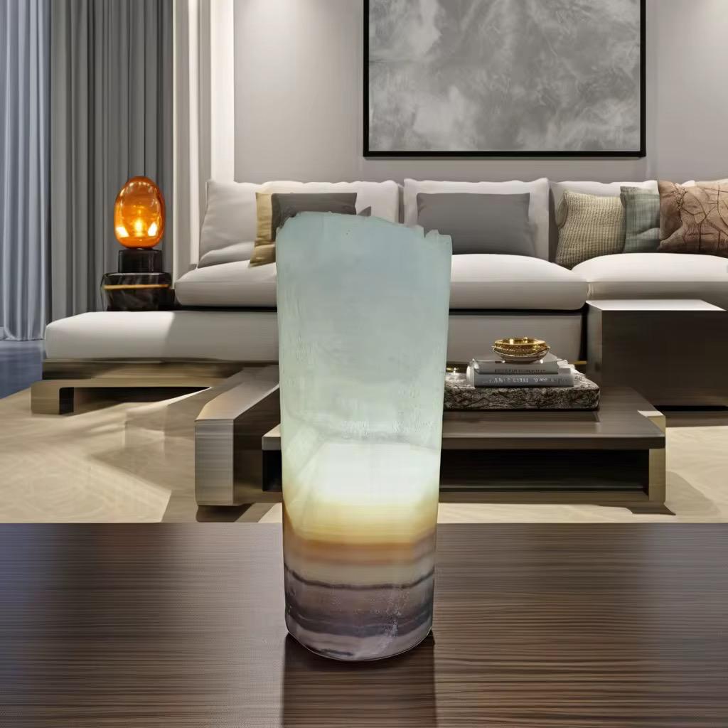 Lampe cylindrique en Sélénite