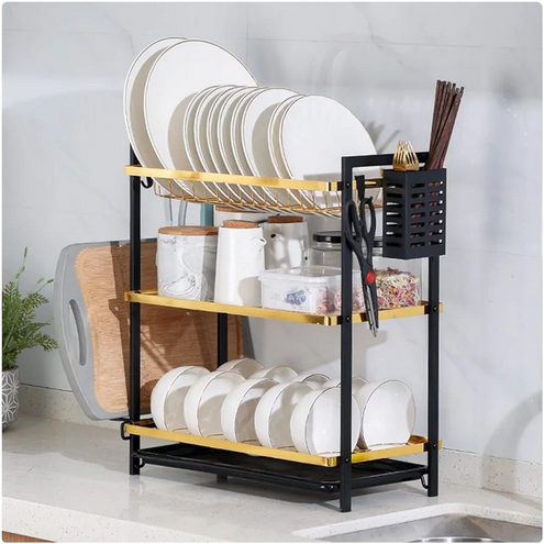 support à vaisselle de comptoir de cuisine, support de séchage de vaisselle et de tasse avec support de planche à découper détachable
