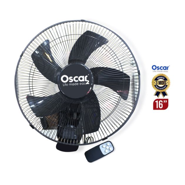 Ventilateur Oscar avec télécommande 16 pouces - OSC-40 -1602B- 75W - Noir