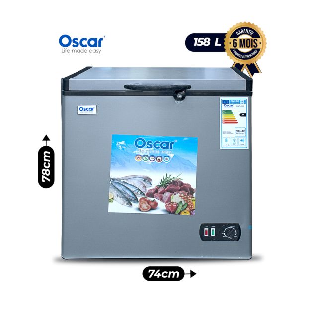 Congélateur coffre OSCAR - OSC 260 - 158 Litres - Argent