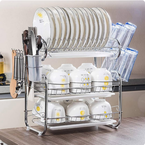 Ensemble de cuisine autoportant 3 niveaux B forme organisateur support bol couteau plat étendoir en métal cuisine support