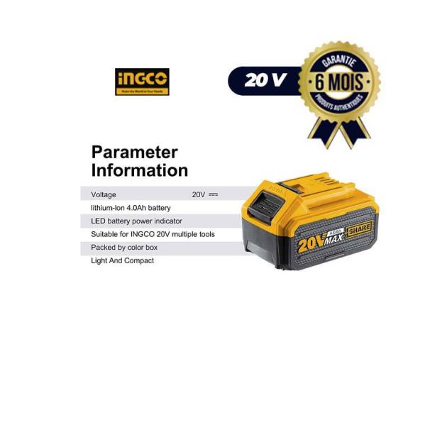 Batterie Li-Ion 20V 4,0Ah - INGCO FBLI20021