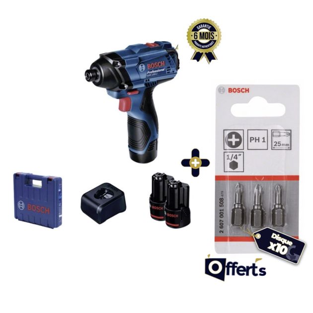Clé à chocs sans fil Bosch GDR 120-L + Lots de Jeu d'embouts 3 pièces Offerts - 6 Mois