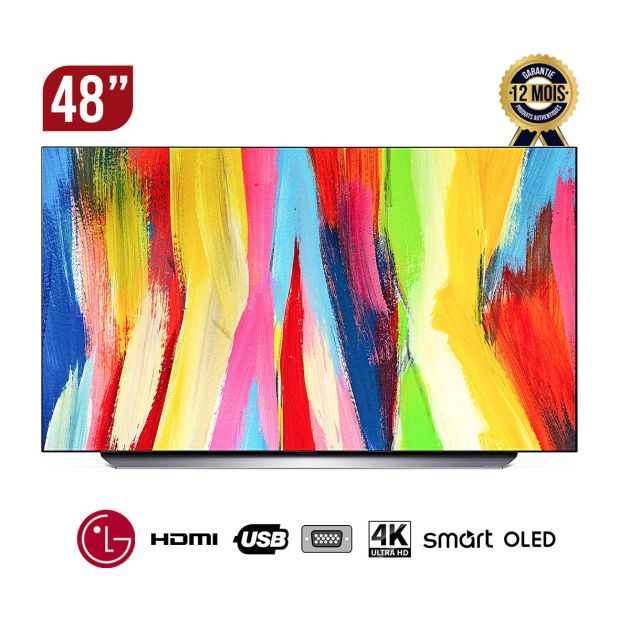 TV SMART LG - 4K OLED Smart TV - OLED48C26LA - 48 pouces - Séries C2, a9 Gen5 4K Processor - Garantie 12 mois