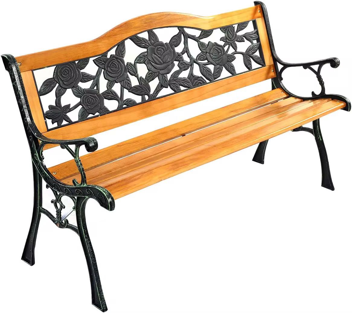 Banc de jardin en bois et métal