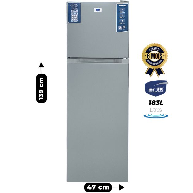 Réfrigérateur DOUBLE BATTANT mr UK - FTUI-F94-16-6S - 183 litres - Gris