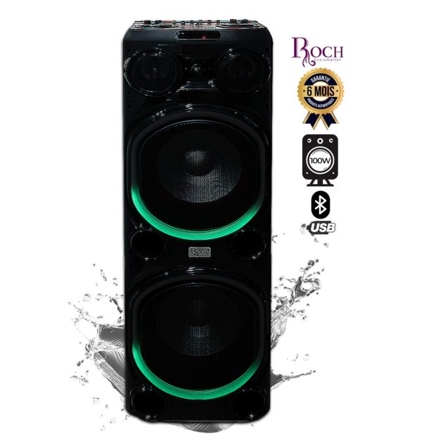 Enceinte rechargeable Roch avec micro - RPS-12M2 - 100 Watt - Bluetooth /USB/AUX /SD-carte
