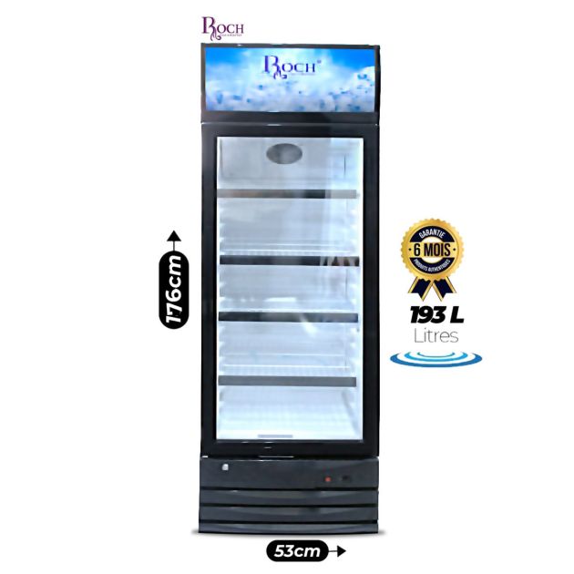 Réfrigérateur à boissons vitré ROCH – 1 porte – RSF-220 – 193 litres – Bleu/Noir – Garantie 6 mois