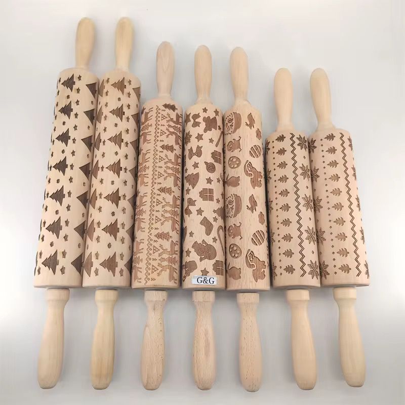 Rouleau à pâtisserie en bois décoratif