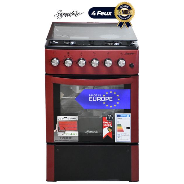Cuisinière SIGNATURE - 4 Feux - 50 x 50 - Bordeaux