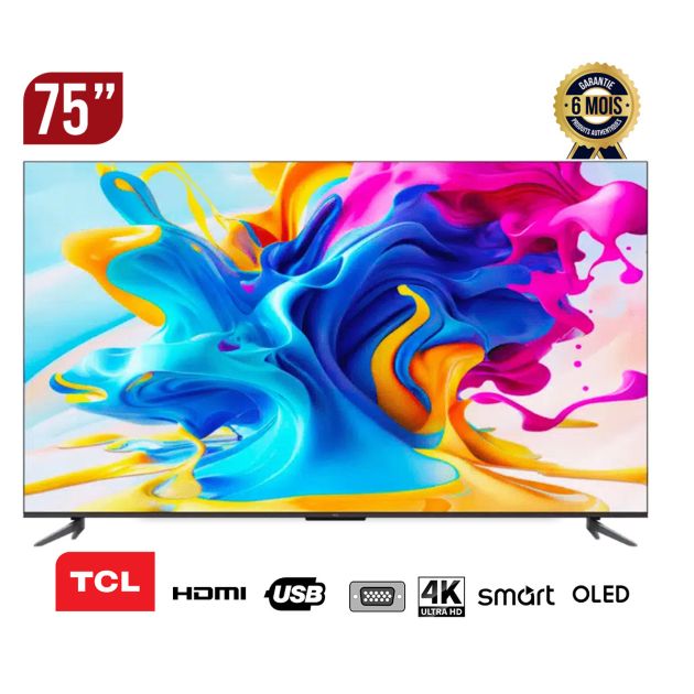 TV SMART TCL- 75 pouces - 75C655 - 4K - UHD - QLED - Smart Google TV - Garantie 6 Mois