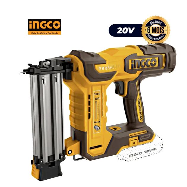 Cloueur à finitions sans fil - INGCO CBNLI5008 - 20V + 1 batterie, 1 chargeur et 1000 clous 50 mm - 6 Mois