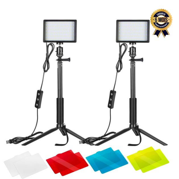 Kit de 2 lampes vidéo LED USB à intensité variable - 5600 K