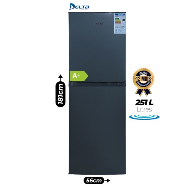 Réfrigérateur Combiné DELTA - 251 Litres - DRF450BM - 5 Tiroirs - A+