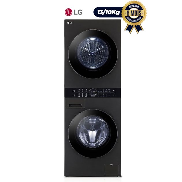 Machine à laver et sécher automatique LG - Lavage 13 kg /Séchage 10 kg - économe en énergie - Anti-allergies - WT1310RH - Noir