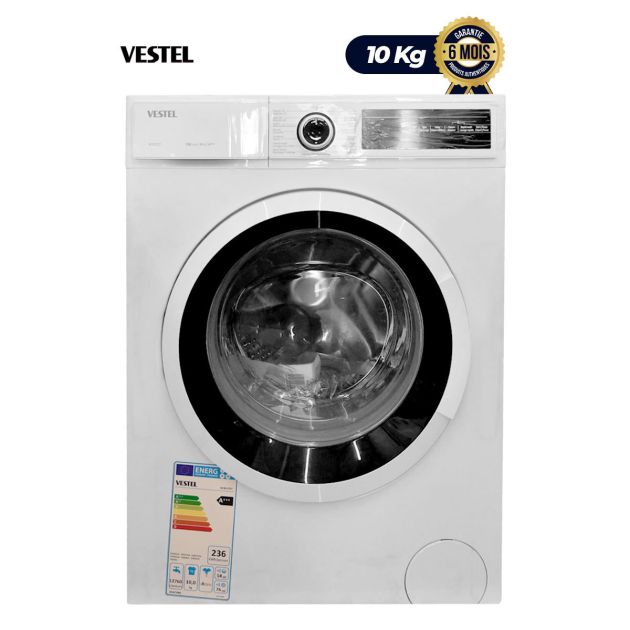 Machine à laver automatique Vestel - W1012T2T - 10Kg - Blanc - Plus économe en énergie (A+++)