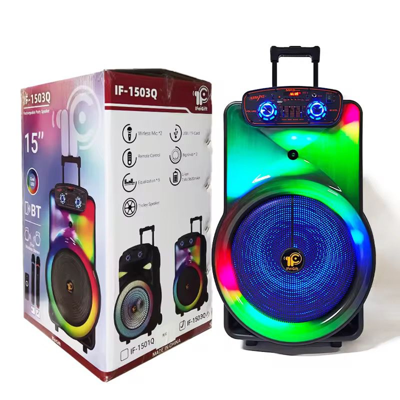 Enceinte portable 15" avec lumière LED