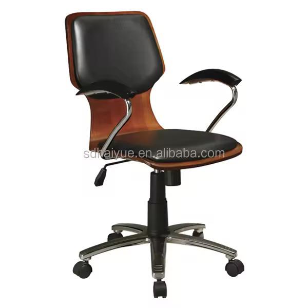 Chaise de bureau en bois et cuir
