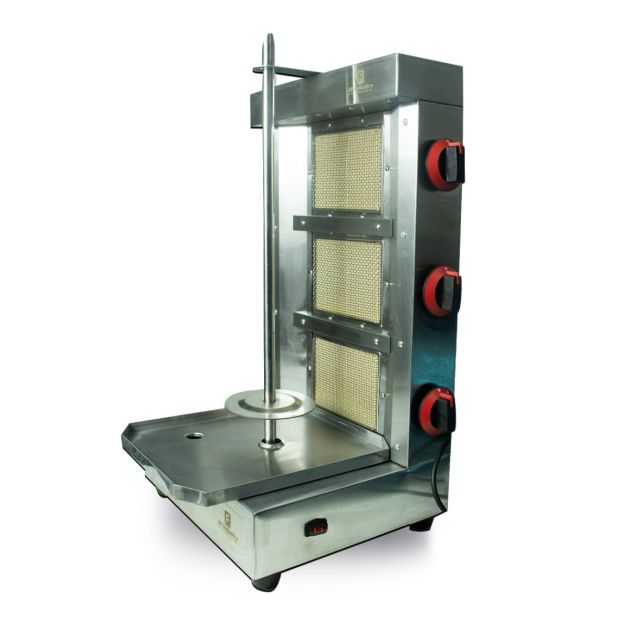 Machine à shawarma/Kebab - 3 foyers à gaz indépendants réglables - Broche Rotative 14W