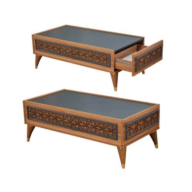 Table de base de salon - Diamond - Bois importé - 2484 - marron/noir