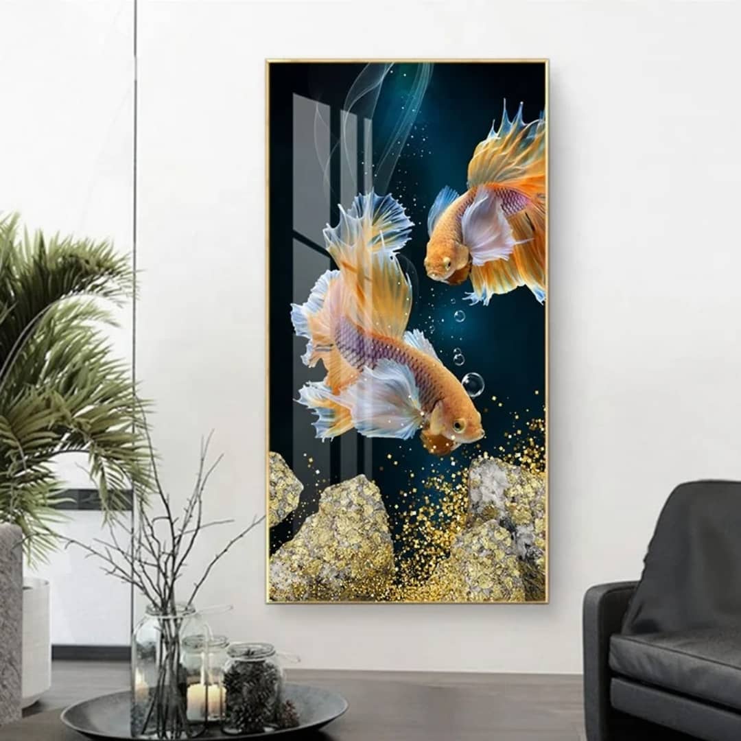 Tableau de Koi doré sous la lune